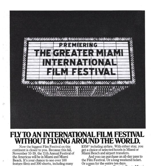 Eastern Airlines Great Miami Film Festival 1970s Vintage Print Ad 9 in Tall - Picture 3 of 4